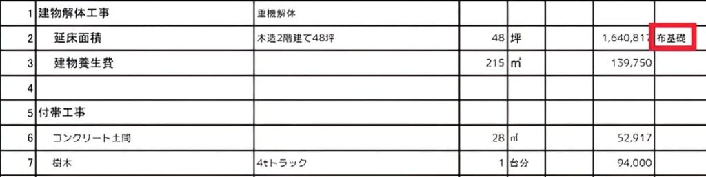 見積書の内訳