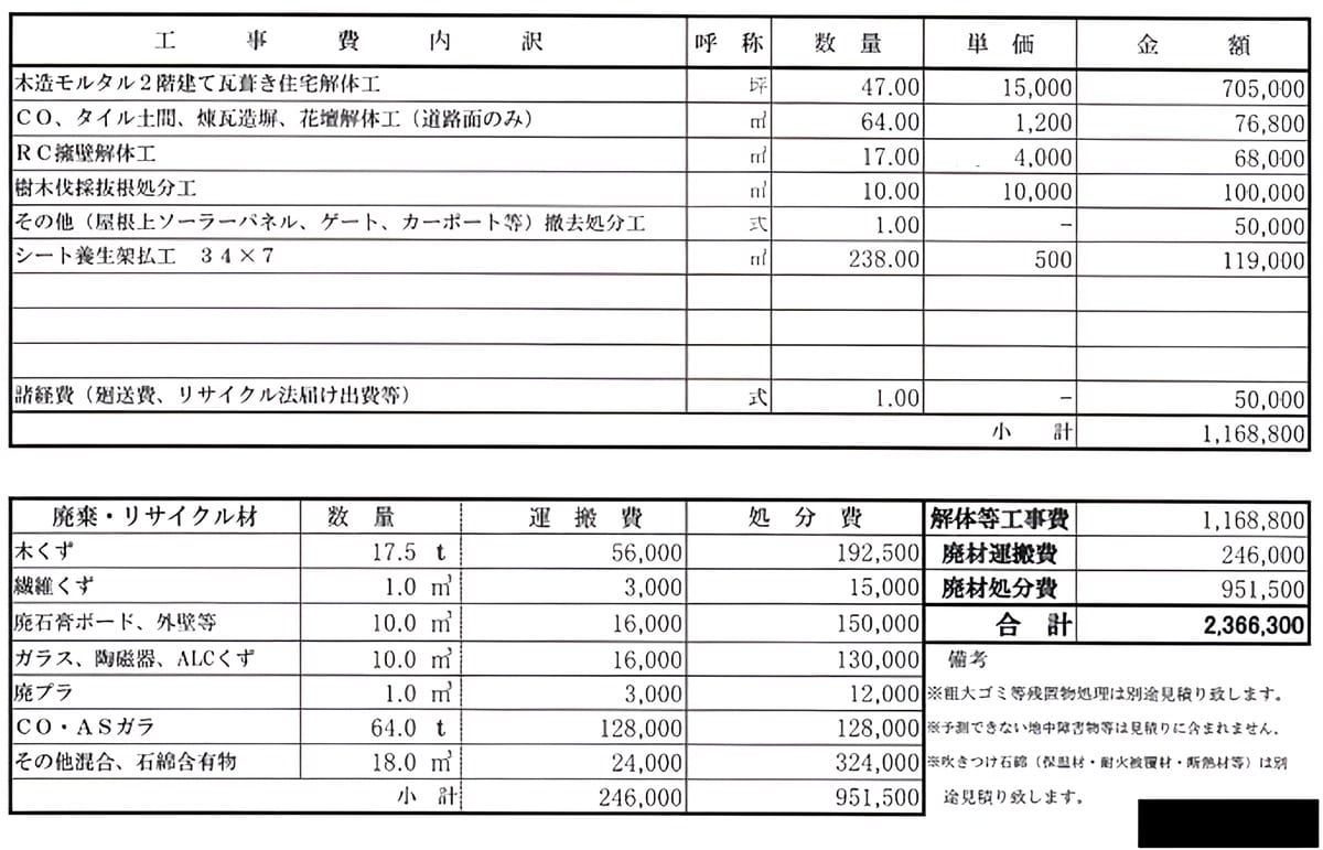 A社の見積書