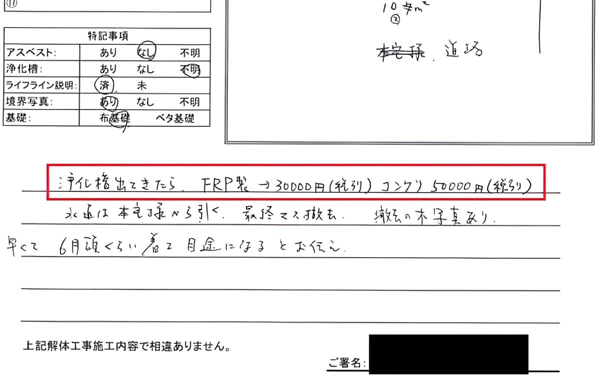 追加費用に関する説明文