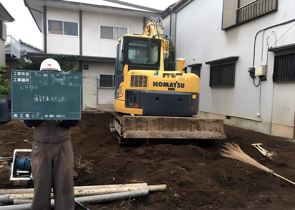 重機で更地にしている土地