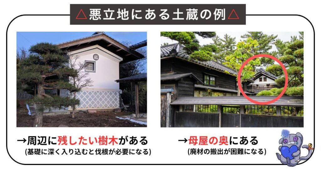 土蔵を解体しづらい立地条件
